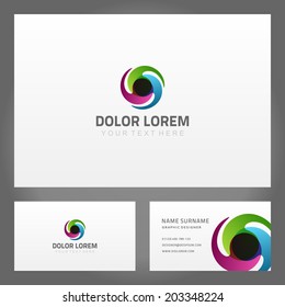 Diseño de tarjetas de visita e icono creativo abstracto. Plantilla de diseño de vectores. 