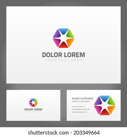 Business card design and abstract creative icon. Vector design template. 