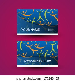 Business Card Design with Abstract Dancing Figures Pattern
