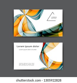  Business card design with abstract lines and waves