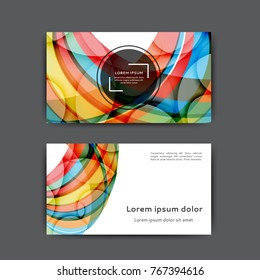 Business card design with abstract lines and waves