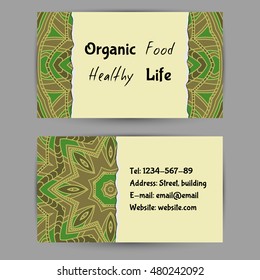 Business card design. Abstract ornamental template. Vector illustration