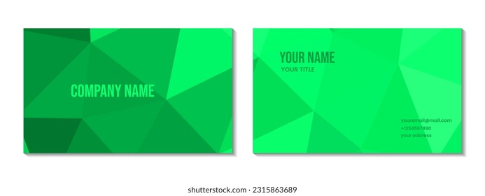 business card design abstract triangles green background. vector illustration.