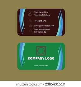 Business card design with back color and green color