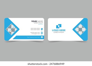 Business Card Design, Blue Elegant Business Card Template.