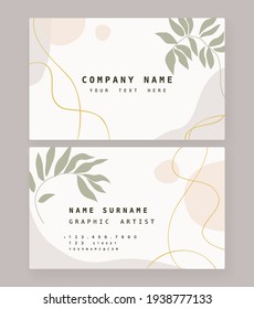 Diseño de tarjetas de visita con elementos botánicos. Ilustración del vector