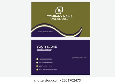 Business card design color blue and green.