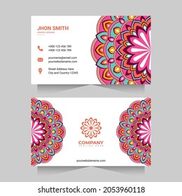 Business card design with colorful mandala