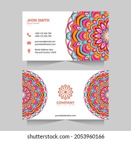 Business card design with colorful mandala