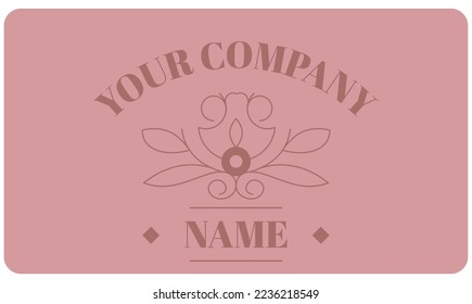 Business card design with company name and contact information of person, service provided. Organization representation, piece of paper with decorative lines and flowers. Vector in flat style