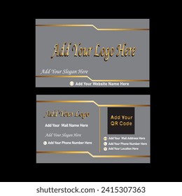 Diseño de tarjeta de visita, tarjeta de empresa creativa y única, diseño de tarjeta personal, diseño de tarjeta de visita con combinación de gris creativo y oro.
