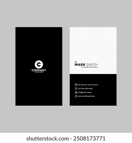 Business card design with elegant design white and black color theme background  
