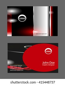 Business card with design elements on orange background
