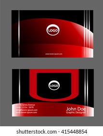 Business card with design elements on orange background
