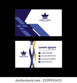 The business card design features a sleek, modern layout that exudes professionalism and creativity. Measuring the standard 3.5 x 2 inches, the card uses a vertical orientation to stand out. The backg