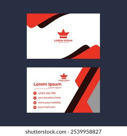 The business card design features a sleek, modern layout that exudes professionalism and creativity. Measuring the standard 3.5 x 2 inches, the card uses a vertical orientation to stand out. The backg