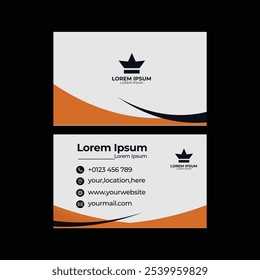 The business card design features a sleek, modern layout that exudes professionalism and creativity. Measuring the standard 3.5 x 2 inches, the card uses a vertical orientation to stand out. The backg