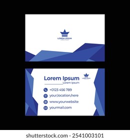 The business card design features a sleek and modern aesthetic, utilizing a minimalist approach. The front side showcases the company logo prominently at the center, with the name of the business 