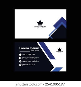 The business card design features a sleek and modern aesthetic, utilizing a minimalist approach. The front side showcases the company logo prominently at the center, with the name of the business 