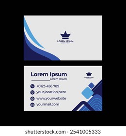 The business card design features a sleek and modern aesthetic, utilizing a minimalist approach. The front side showcases the company logo prominently at the center, with the name of the business 