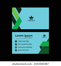 The business card design features a sleek and modern aesthetic, utilizing a minimalist approach. The front side showcases the company logo prominently at the center, with the name of the business 