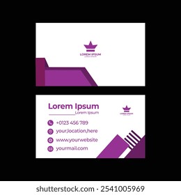 The business card design features a sleek and modern aesthetic, utilizing a minimalist approach. The front side showcases the company logo prominently at the center, with the name of the business 