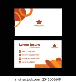 The business card design features a sleek and modern aesthetic, utilizing a minimalist approach. The front side showcases the company logo prominently at the center, with the name of the business 