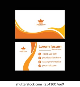 The business card design features a sleek and modern aesthetic, utilizing a minimalist approach. The front side showcases the company logo prominently at the center, with the name of the business 