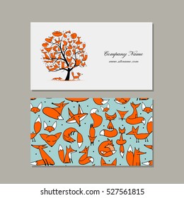 Business card design, foxy tree