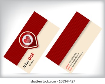 Business card design with heart symbol for doctors and cabinets
