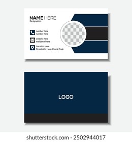 Business Card Design With Image, Modern Business Card, Creative Black  blue Color Card