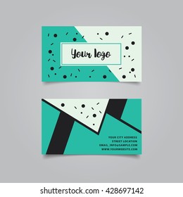Business card design layout template. Geometric background. Vector illustration.
