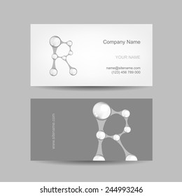 Business card design with letter R. Vector illustration