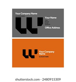 Business Card Design minimalist, with an abstract minimalist W, it can be used for technology based company logos