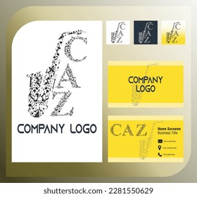 Business card design. Name card modern luxury. Music C A Z letter logo.