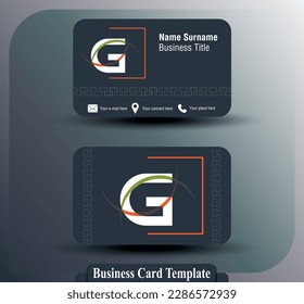 Business card design. Name card modern luxury. G letter logo.