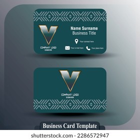 Business card design. Name card modern luxury. V letter logo.