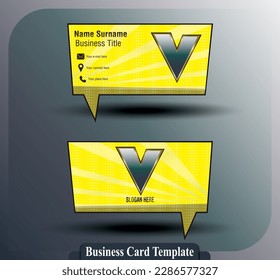 Business card design. Name card modern luxury. V letter logo.