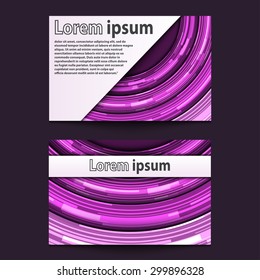 Business Card Design Neon violet circle. Vector illustration