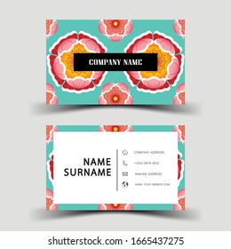 Business card design on the gray background. With inspiration from flower.