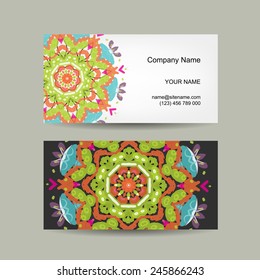 Business card design. Ornate background, vector illustration