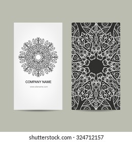 Business card design. Ornate background, vector illustration