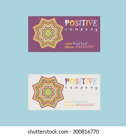 Business card design with positive element decoration. Vector illustration.
