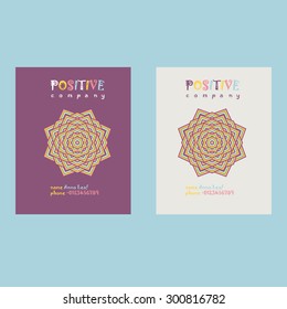 Business card design with positive element decoration. Vector illustration.
