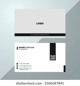 Business Card Design, Professional Minimalist Business Card Template. Black, light gray color