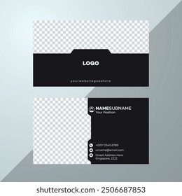 Business Card Design, Professional Minimalist Business Card Template. Black, light gray color