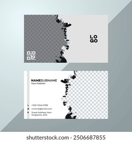 Business Card Design, Professional Minimalist Business Card Template. Black, light gray color