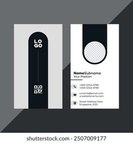 Business Card Design, Professional Minimalist Business Card Template. Black, light gray color