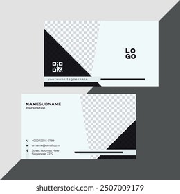 Business Card Design, Professional Minimalist Business Card Template. Black, light gray color