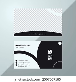 Business Card Design, Professional Minimalist Business Card Template. Black, light gray color